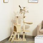 PawHut 53" Large Activity Centre Cat Tree Tower with Condo - White-Multi-use activity centre with cat condo, perch, ladder, hammock for endless entertainment 
