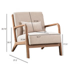 Ebello Hertford 26" Wide Mid Century Upholstered Solid Wood Accent Chair with an Extra Pillow - Beige-Colour: White