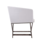 Manhattan Comfort Hollywood 25.6" Contemporary Faux Leather Upholstered Accent Chair - White and Polished Chrome-Tight Back with High Density Foam Filled Padding