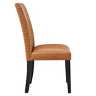 Modway Parcel Dining Faux Leather Side Chair - Tan-Black Stained Tapered Wood Legs