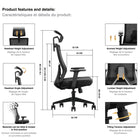 Kopplen Office Chair with Headrest & Armrests - Black-Optimal Height & Superior Stability