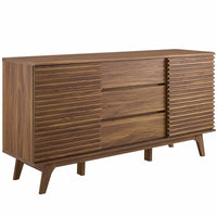 Modway Render 63" Sideboard Buffet Table TV Stand - Walnut-Mid-Century Sideboard Buffet Display Stand