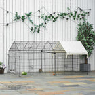 PawHut Outdoor Metal Kennel Enclosure for Small Animals - Beige-Wired animal shelter protects pets from elements and predators 