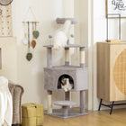 PawHut 54" Cat Tree with Large Cozy Condo and Plush Top Perch - Light Grey-Natural sisal-wrapped posts satisfy scratching instincts and protect your valuable furniture 