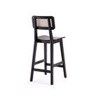 Manhattan Comfort Versailles 15.75" Industry Chic Counter Stool - Black and Natural Cane-Features an Ashwood Foot Rest