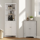 Kleankin Corner Bathroom Cabinet with Double Doors and Adjustable Shelves - White-Constructed of MDF for a solid construction   