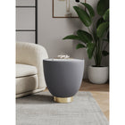 Manhattan Comfort Anderson 18.43" Modern Leatherette Upholstered End Table - Grey-Beautiful Ceramic Marble Table Top