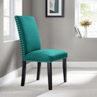 Modway Parcel Dining Upholstered Fabric Side Chair - Teal-Nailhead Trim Accents