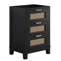 Modway Dixie 24" Solid Wood Bathroom Vanity Cabinet - Black-Solid Mahogany Wood