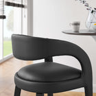 Modway Pinnacle Vegan Leather Bar Stool - Black Black - Set of 2-Non-Marking Foot Pins