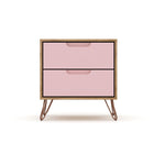 Manhattan Comfort Rockefeller Mid-Century Modern 3-Piece Bedroom Dresser Set - Nature/Rose Pink-Perfect for Storage or Display Items. Anti Tip Kit Included.