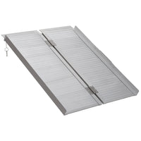 HOMCOM 3' Compact and Portable Folding Wheelchair Ramp Aluminum - Silver-This door ramps for wheelchairs, scooters and bicycles 