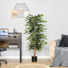 HOMCOM 5' Artificial Ficus Tree for Indoor Decoration - Green-This plant includes 1008 leaves which bring a natural feeling to your room 