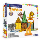 MAGNA-TILES Safari Animals 25-Piece Magnetic Construction Set-What’s Included:  25 magnetic pieces, including 4 Safari Figurines (Giraffe, Monkey, Lion and Elephant), 9 Squares, 10 Triangles (2 Right, 2 Isosceles, 6 Equilateral), 1 Arch, 1 Pentagon