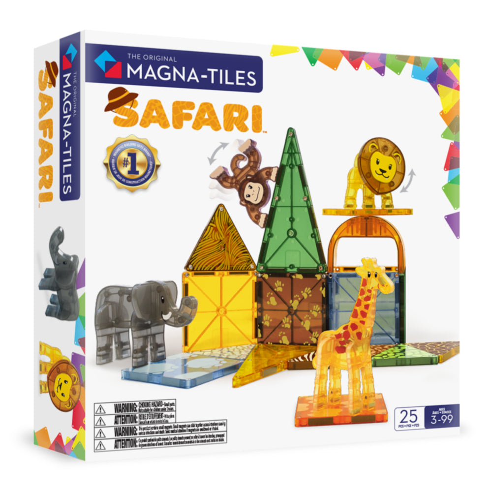 MAGNA-TILES Safari Animals 25-Piece Magnetic Construction Set