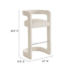 Modway Winslow Performance Velvet Bar Stool - Alabaster-Performance Velvet Fabric
