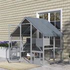 PawHut 74" H Large Catio Outdoor Cat Enclosure with Waterproof Cover - Grey-Soft ladder enhances accessibility and fun 