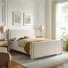 Modway Rael Performance Velvet Full Platform Bed - Alabaster-Wood Slat Support System