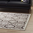 Modway Kalinda Rustic Vintage Moroccan Trellis Area Rug - 5 ft W x 8 ft L - Brown Beige/Ivory-Gripping Rubber Underside