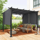 Outsunny 10 ft W x 10 ft L Retractable Pergola - UPF50+ Outdoor Pergola Gazebo-Powder coated steel columns with triangle supports for strength and stability