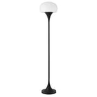 Hudson&Canal Aleister Torchiere Floor Lamp with Glass Shade - Blackened Bronze/White Milk-Mid-century style for your living room, office space, bedroom, or reading nook