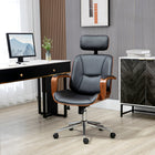 HOMCOM Office Chair with Removable Headrest and Wheels - Black-Great for taking a break and stretching, thanks to its tilting function