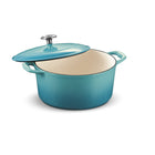 Tramontina Bestow 5.5 Qt Enameled Cast Iron Round Dutch Oven with Lid - Medium Blue-Durable HT150 Alloy Construction: Built with superior heat-retaining HT150 cast iron, ensuring even cooking performance and long-lasting durability
