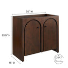 Modway Appia 36" Bathroom Vanity Cabinet - Walnut-Plumbing Cut-Out
