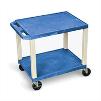 Luxor Tuffy Resin 2-Shelf Utility Cart - Blue-Multipurpose utility cart perfect for use with audio/video equipment and more