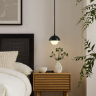 Modway Eclipse Globe Pendant Light - Black-Opal Glass
