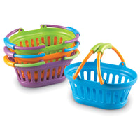 Learning Resources New Sprouts Stack of Baskets, 4 Pack (LER97244)-Set of 4 oval baskets in New Sprouts Colours (orange, green, purple, blue).