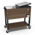 Permasteel 80 qt Wood Grain Rolling Patio Cooler with Divider - Brown-Bottom shelf for additional storage 