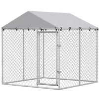 PawHut Covered Dog Kennel for Small/Medium Dogs - 6.6' x 6.6' x 6.6' -Water and UV-resistant roof keeps pets cool and protected from the rain
