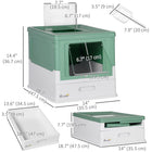 PawHut Enclosed Cat Litter Box with Scoop, Tray, Top Entry and Foldable - Green-Two doors and roof exit to let cats climb and keep messes at bay 