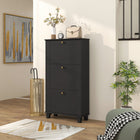 HOMCOM Modern Shoe Cabinet with 3 Flip Drawers for 12 Pairs - Black-Compact design fits in narrow spaces