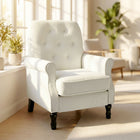 HOMCOM Mid-Century Modern Accent Chair with Thick Padded Seat for Bedroom - Cream/White-Seat Size: 18.9" W x 20.1" D x 18.5" H (48 x 51 x 47 cm) 
