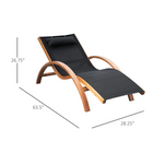 Outsunny Outdoor Lounge Chair - Garden Sun Lounger with Headrest - Black-Patio umbrella in beautiful edge design--for protection from sunlight