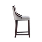 Manhattan Comfort Fifth Avenue 19" Traditional Faux Leather Upholstered Counter Stool - Light Grey-Includes Footrest Base
