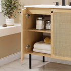 Modway Chaucer 30" Bathroom Vanity - Oak/White-Rattan Weave Doors