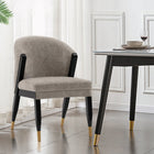 Manhattan Comfort Ola 21.46" Modern Chenille Upholstered Dining Chair - Stone-Frame Made of High Quality Elm Wood with Metal Brushed Gold Tips for Fashion and Durability