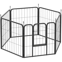 PawHut 6-Panel Foldable Dog Playpen with Door & Strap - 24" H-6 panels can be arranged into various shapes