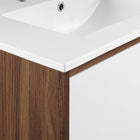 Modway Transmit 30" Wall-Mount Bathroom Vanity - Walnut/White-Particleboard and Walnut Grain Veneer