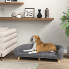 PawHut Dog Sofa with Washable Cover and Anti-slip Foot Pads - Dark Grey-Stylish design complements home decor while providing pet functionality. 