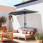 Outsunny Half Patio Umbrella with Solar LED Lights and Crank - 9' - Dark Grey-A 180g polyester canopy provides UV30+ protection and is also water-repellent