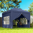 Outsunny 10' ft W x 10 ft L Outdoor Pop Up Party Tent with Carrying Bag - Blue-Roof section with light grey undercoating for UV rays and heat reduction