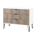 Manhattan Comfort DUMBO Modern 2-Drawer Nightstand and 3-Drawer Dresser Set - White/Rustic Grey-Perfect for Bedroom Storage, Lamps or Display Items.