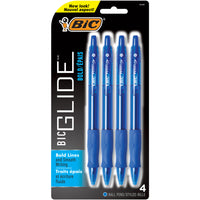 BIC Glide Bold Retractable Ballpoint Pens - 1.6 mm - Blue Ink - 4 Pack-Easy-glide system technology