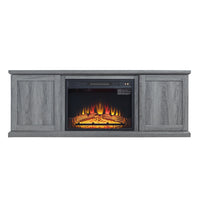 Manhattan Comfort Franklin 60" Modern Fireplace - Black and Grey - Set of 2-Traditional Barn-Like Electric Fireplace for Indoor Living Room Usage