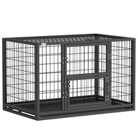 PawHut 37" Heavy Duty Dog Crate, Metal Dog Kennel with Removable Tray-Heavy-duty steel frame ensures a strong dog cage