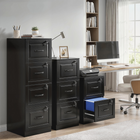 HOMCOM 4 Drawer Vertical Filing Cabinet with Lock - Black-Independent locks secure personal and work documents separately 